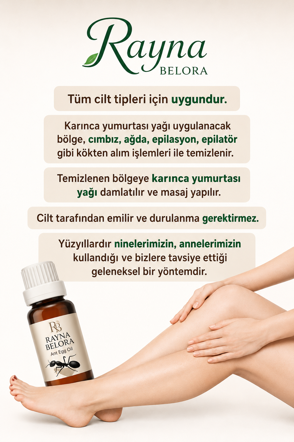 Rayna Belora™ Tüy Azaltıcı Karınca Yumurtası Yağı